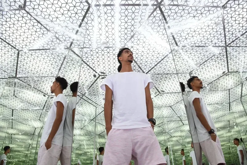 همه&zwnj;جای این اتاق آینه&zwnj;های تمام&zwnj;قد نصب شده است؛ به همین دلیل توهمی از فضای بی&zwnj;نهایت ایجاد می&zwnj;کند و باعث می&zwnj;شود بازدیدکنندگان احساس کنند در فضایی بی&zwnj;پایان قرار دارند. در ابتدای ورود به این اتاق ممکن است احساساتی مانند تنگنا یا سردرگمی را تجربه کنید.