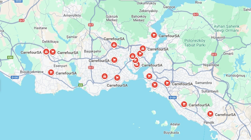 کارفور بیش از ۱۰۰ شعبه در استانبول دارد که در مناطق مختلف این شهر پخش شده&zwnj;اند. این باعث شده که ساکنان این شهر بتوانند از نزدیک&zwnj;ترین شعبه نزدیک به محل زندگی یا کار خود، خریدهایشان را انجام دهند. در ادامه سه مورد از بزرگ&zwnj;ترین و معروف&zwnj;ترین فروشگاه&zwnj;های کارفور در استانبول را معرفی خواهیم کرد.