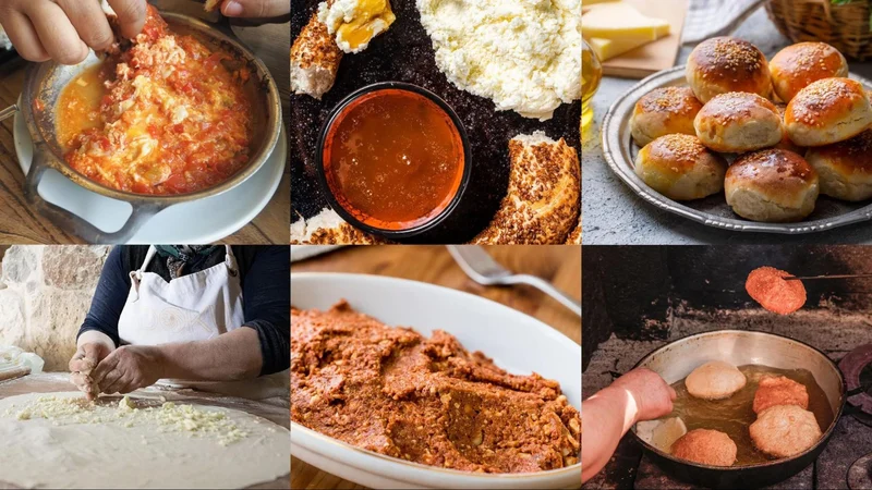 خوراکیهای متنوع در صبحانه سنتی ترکی