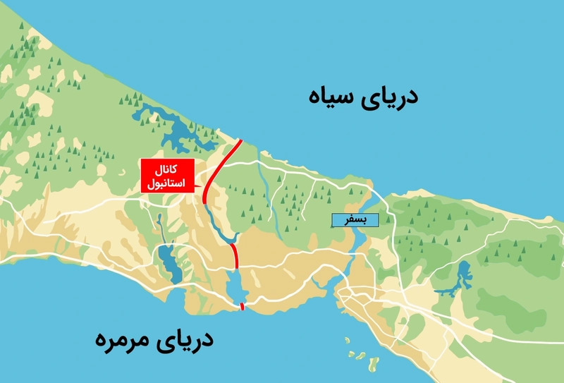 نقشه دریاها و تنگه بسفر استانبول