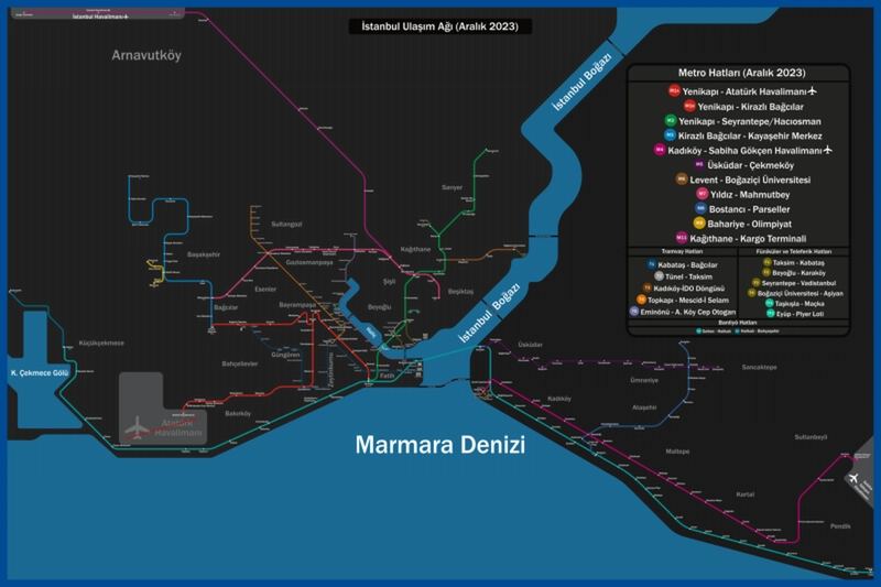  نمایش خط مترو مارمارای در نقشه؛ تجربه&zwnj;ای از سفری کوتاه در دل تنگه بسفر