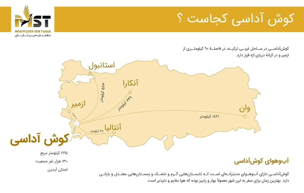 کوش آداسی در نقشه ترکیه کجاست؟